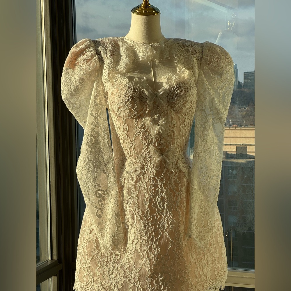 BRONX & BANCO Colette Blanc Lace Bolero, White, Sz L / US 8 - Picture 6 of 15